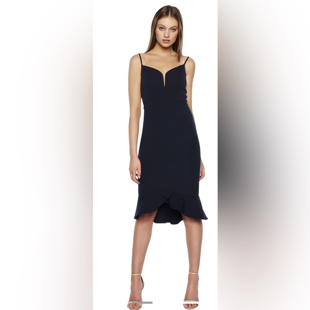 🎀 NWT BARDOT Kristen Peplum Dress In Black 4